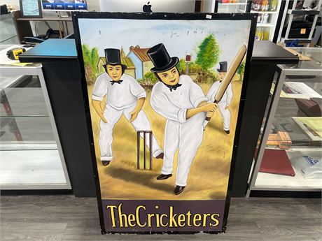 PAINTED “THE CRICKETERS” ON HEAVY METAL PANEL 49”x30”