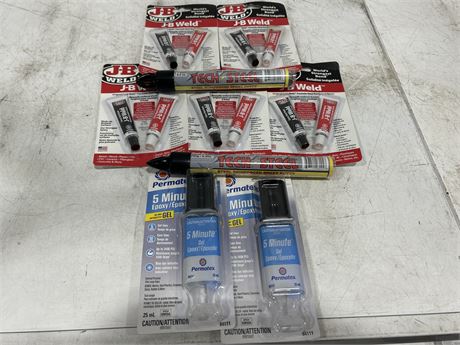 LOT OF ASSORTED EPOXY - JB WELD + OTHERS