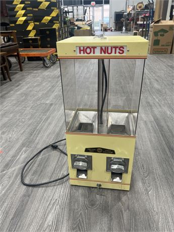 VINTAGE HOT NUTS VENDING MACHINE W/ KEYS - WORKING - 24”x11”x9”