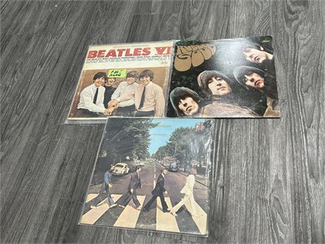 3 BEATLES RECORDS - ABBEY ROAD ORIGINAL - G (Scratched)