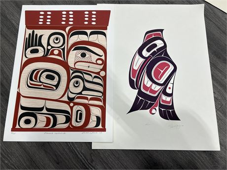 2 SIGNED/NUMBERED INDIGENOUS ART PRINTS - ARTISTS IN PHOTOS