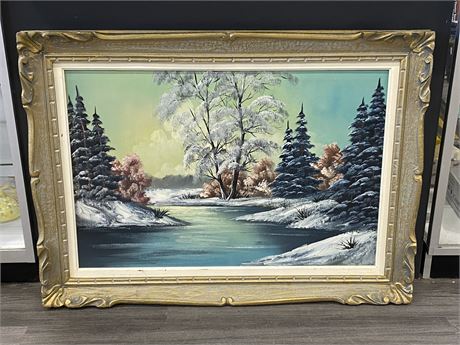 LARGE FRAMED NATURE PAINTING (31”X55”)