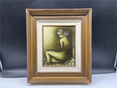 SIGNED OIL ON CANVAS NUDE 15”x17”