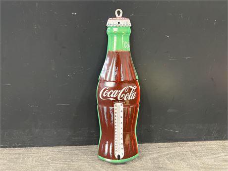 COCA COLA METAL THERMOMETER - MADE IN USA - 17”x5”