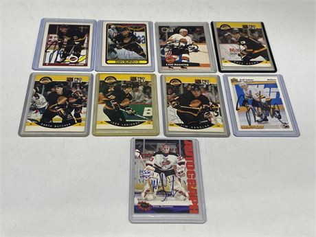 9 AUTOGRAPHED NHL CARDS (8 Canucks)