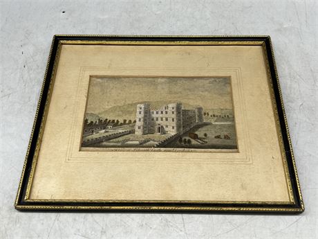 EARLY CASTLE COLOURED ENGRAVING 1780-90 (12”x9.5”)
