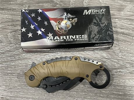 NEW MTECH USA OFFICALLY LICENSED MARINES FOLDING KNIFE - 7” LONG