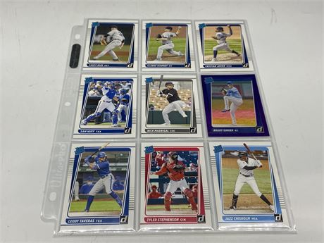 (9) 2021 MLB ROOKIE CARDS (Inc. Casey Mize)