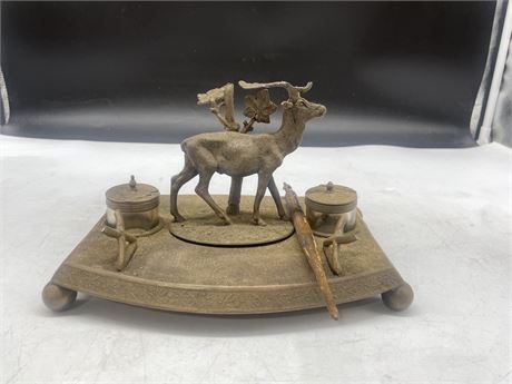 JAMES DEAKIN AND SONS ANTIQUE ELK INKWELL