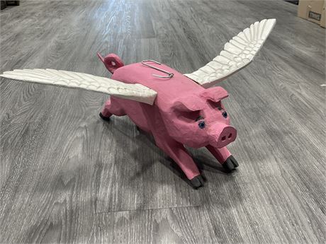 FOLK ART FLYING PIG (24”X9.5”)