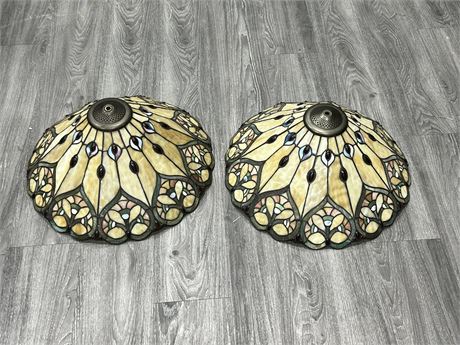 2 STAINED GLASS LAMP SHADES (20” wide)