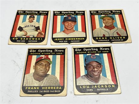 (5) 1959 TOPPS MLB ROOKIE STARS CARDS