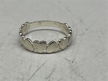 STERLING 925 THAILAND HEARTS RING - SZ. 6 3/4