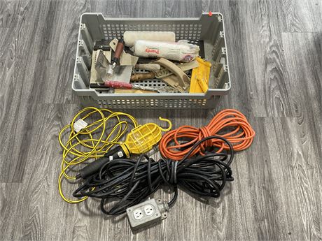 TOOL LOT - EXTENSION CORDS - SHOP LIGHT - OTHERS