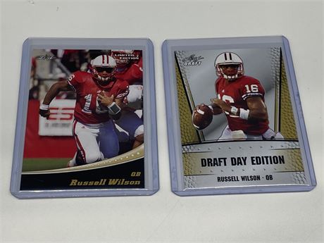 2 RUSSELL WILSON ROOKIE PROMO CARDS - LEAF