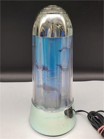 1994 RABBIT TANAKA REVOLVING DOLPHIN AQUARIUM LAMP (13.5")