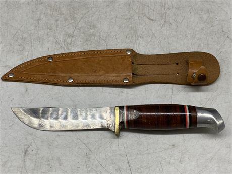 LEATHER HANDLE HUNTING KNIFE - JAPAN (5.5” BLADE)