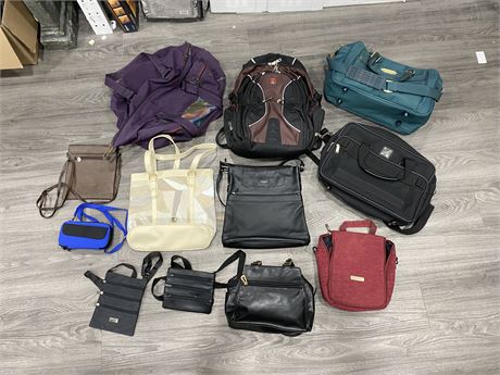 LARGE LOT OF MISC BAGS & PURSES