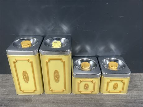 4PCS VINTAGE CANISTER SET - LARGEST IS 9” TALL