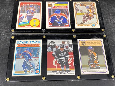 6 GRETZKY CARDS IN HARD CASES