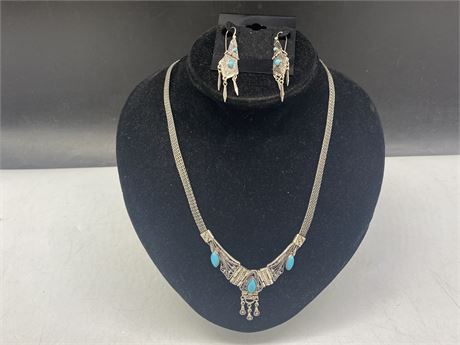 1 MARVELLA STERLING MARKED NECKLACE AND EARRINGS SET 925