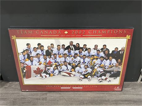2002 TEAM CANADA MENS HOCKEY OLYMPIC CHAMPS PICTURE - 34”x23”