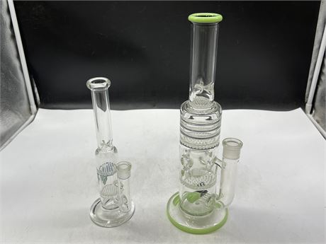 2 GLASS BONGS - LIKE NEW (No stems) TALLEST IS 14”