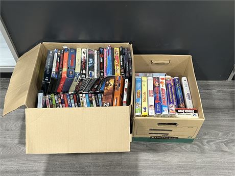 LARGE LOT DVDS, BOX SETS & VHS