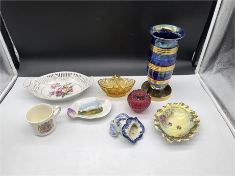 LOT OF MISC POTTERY & GLASS