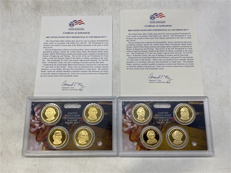 2007 & 2008 UNITED STATES MINT PRESIDENTIAL DOLLAR COIN SET