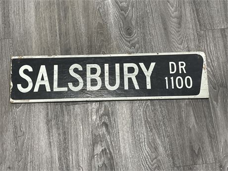 VINTAGE VANCOUVER WOODEN STREET SIGN SALSBURY DR (29”x7”)