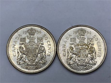 1964 & 1966 SILVER 50 CENT COINS