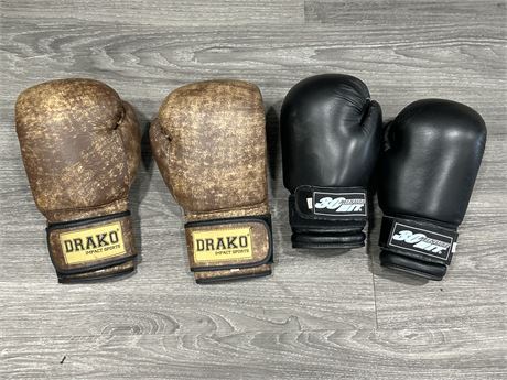 2 PAIRS OF BOXING GLOVES - 16OZ & 10OZ