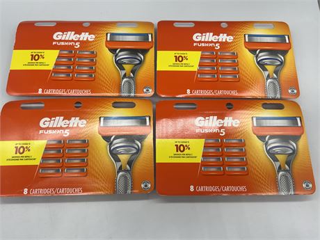 4 NEW GILLETTE FUSION 5 CARTRIDGE PACKS