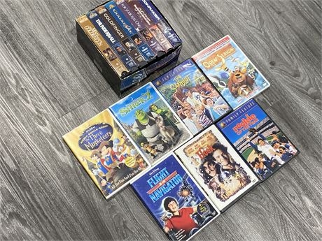 KIDS DVDS & JAMES BOND VHS SET
