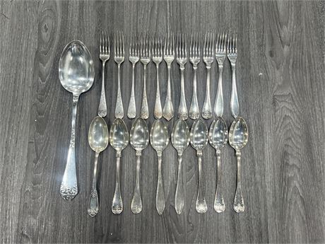 GIANT DUTCH SERVING SPOON 14” + SILVER PLATED CUTLERY