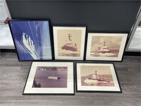 LOF OF 5 NAUTICAL THEMED FRAMED PHOTOGRAPHS 19”x15” IS LARGEST