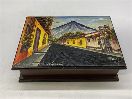 VINTAGE HAND PAINTED AND SIGNED BOX - 11” X 8”