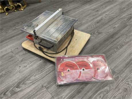 TILE SAW W/ PACK OF NEW BLADES