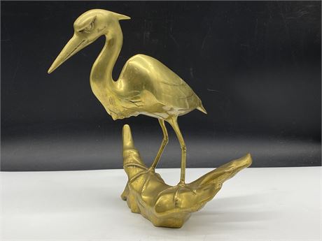 LARGE VINTAGE BRASS GREAT HERON (13” TALL)