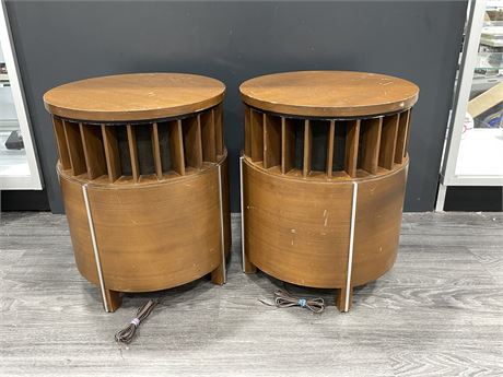 PAIR OF MCM ELECTROHOME STYLE SPEAKERS - 18” TALL 15” DIAMETER