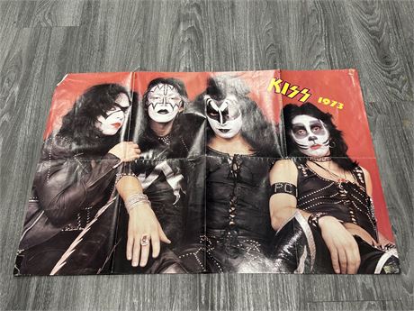 VINTAGE 1973 KISS POSTER - DOUBLE SIDED - 21”x30”