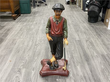LIKE NEW DECORATIVE VINTAGE DRESSED BUTLER STATUE (28” TALL)