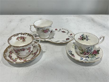 3 ROYAL ALBERT CUP / PLATES SETS - 1 PLATE IS CHIPPED