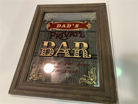 “DADS PRIVATE BAR” MIRROR IN FRAME