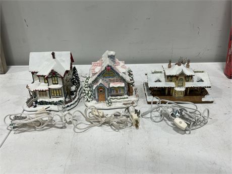 3 RARE NORMAN ROCKWELL VILLAGE HOUSES (6” tall)