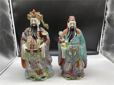 2 LARGE HAND PAINTED CHINESE FIGURES 16”