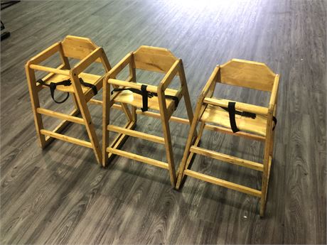 3 WOODEN BABY HIGH CHAIRS