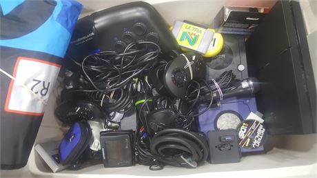 BOX OF VIDEO GAME SYSTEMS, CONTROLLERS, ECT (AS IS)