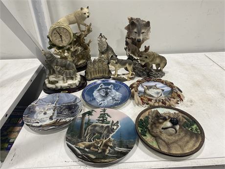 LOT OF MISC WOLF DECOR
